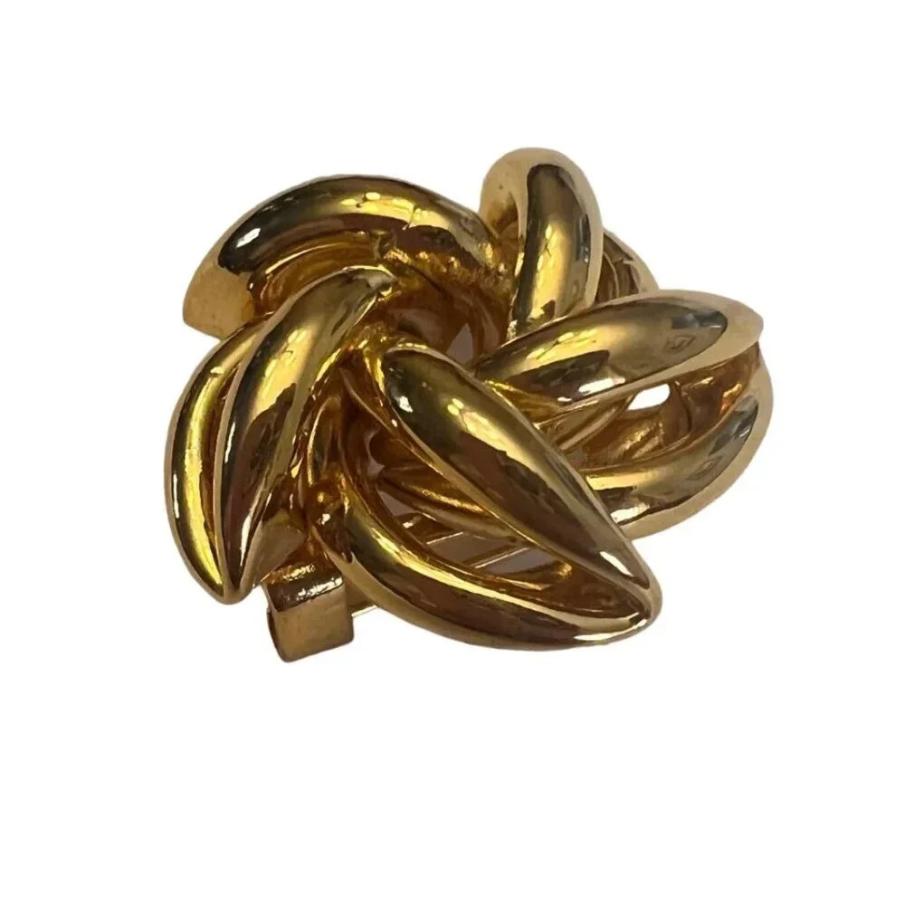 Vintage 60s-70s Abstract Flower Brooch Pin Gold Tone